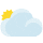 El sol detrás de un emoticono de nube grande