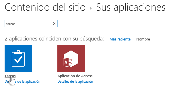 Escriba “tarea” en el cuadro de búsqueda y seleccione “tarea”