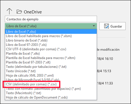 gastar mayor Presentador Crear o editar archivos .csv para importarlos a Outlook - Soporte técnico  de Microsoft