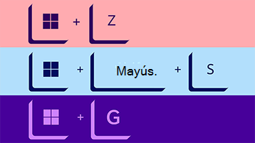 Imagen de los métodos abreviados de teclado para acoplar, recortes y la barra de juegos