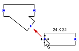 Puntero en o cerca de un punto de conexión que se conectará con una forma de canal de unión