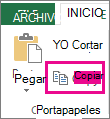 Comando Copiar del grupo Portapapeles