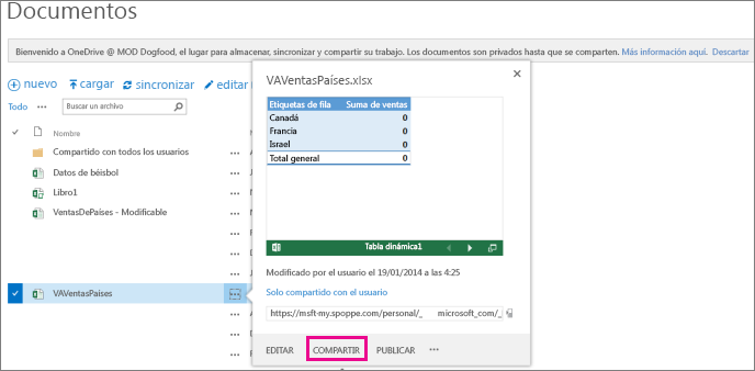Repulsión Retorcido Flotar Insertar el libro de Excel en la página web o el blog de SharePoint o  OneDrive para la Empresa - Soporte técnico de Microsoft