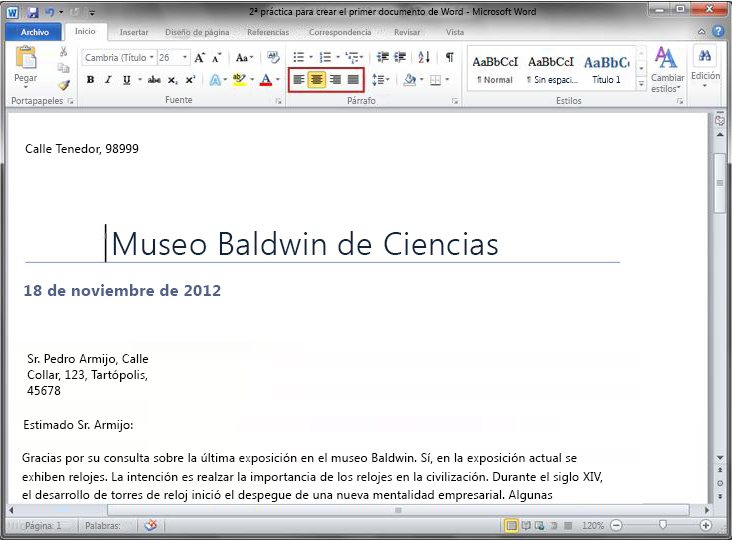 Documento de Word 2010