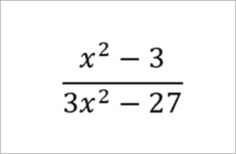 ecuación: x al cuadrado menos 3 sobre 3x al cuadrado menos 27