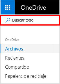 Selección de Buscar todo en OneDrive