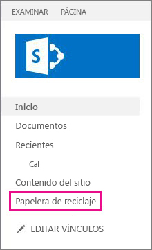 Seleccione Papelera de reciclaje en el panel de navegación izquierdo.