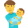 Hombre sosteniendo emoticono de bebé