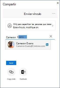 Cuadro de diálogo Compartir en OneDrive con un contacto sugerido de LinkedIn