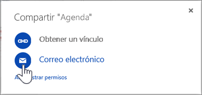 Captura de pantalla de la selección de correo electrónico en el cuadro de diálogo Compartir en OneDrive