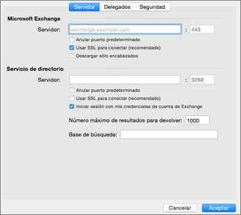 Configuración Exchange cuenta avanzada para Outlook para Mac - Soporte  técnico de Microsoft