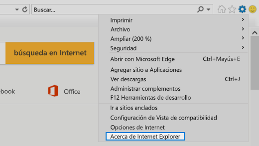 Acerca de Internet Explorer