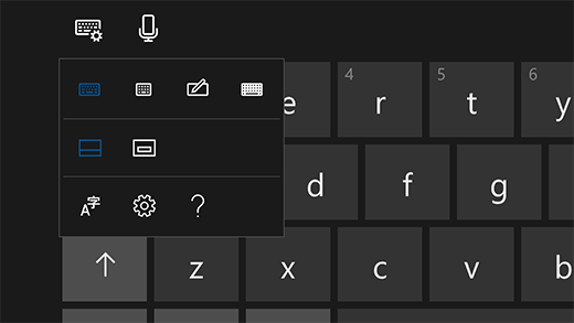 Panel de configuración de teclado táctil