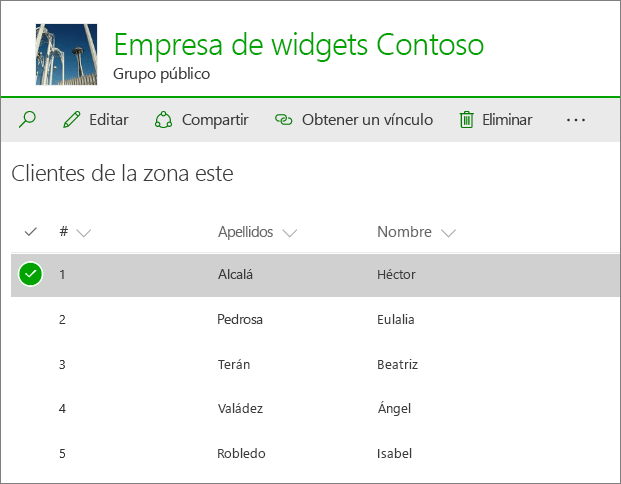 Lista en SharePoint Online