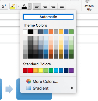 La configuración De color automático para las fuentes de Outlook para Mac.