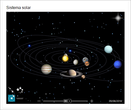 Mapa del sistema solar de Bing