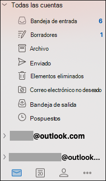 Bandeja de entrada unificada en Outlook para Mac.