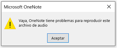 Lo sentimos, OneNote tiene problemas para reproducir este archivo de audio.
