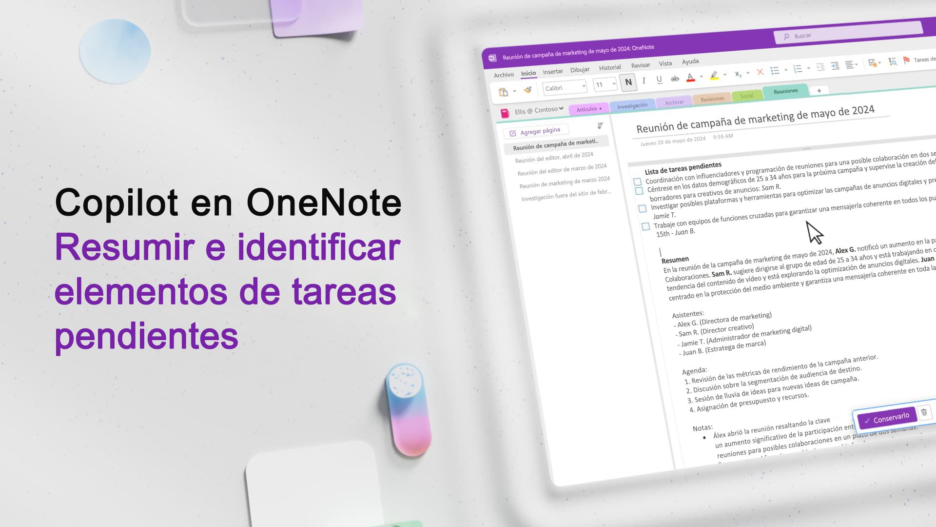 Vídeo: Resumir e identificar las tareas pendientes con Copilot en OneNote