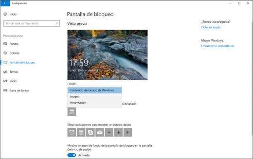 Personalizar la pantalla de bloqueo - Soporte técnico de Microsoft