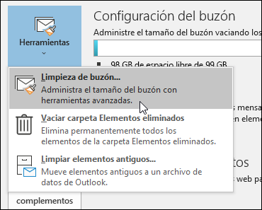 Administrar el tamaño del buzón de correo - Soporte técnico de Microsoft