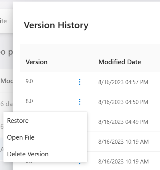 Abrir el historial de versiones para acceder a una versión anterior de un proyecto de Clipchamp