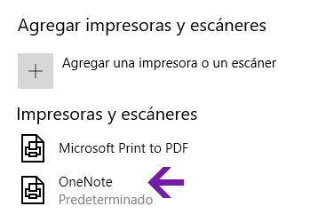 Menú de selección de ubicación del Bloc de notas en OneNote para Windows 10