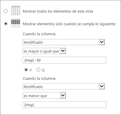 Filtrar mediante [Hoy]