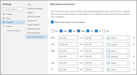 Más información sobre la jornada laboral en Outlook - Soporte técnico de  Microsoft