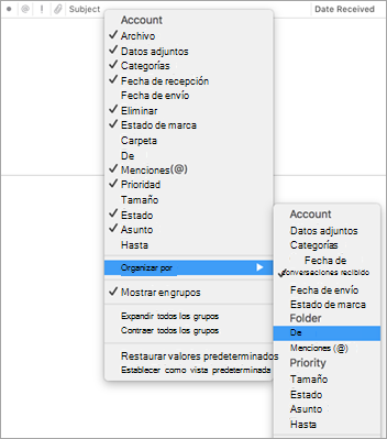 Vacilar tranquilo Descriptivo Personalizar vistas en Outlook para Mac - Soporte técnico de Microsoft