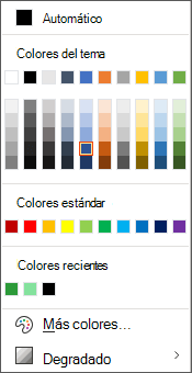 El cuadro de diálogo colores en Office 365