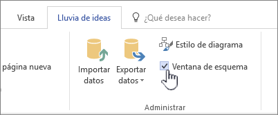 Activar o desactivar la casilla de verificación de la ventana de esquema