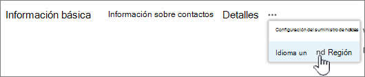 Haga clic en Puntos suspensivos y, a continuación, haga clic en Idioma y región