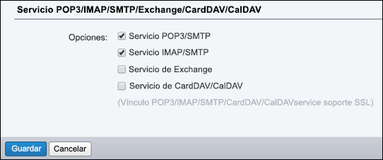Seleccione POP3/SMTP e IMAP/SMTP.