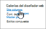 Opción columna de sitio en la página de configuración del sitio
