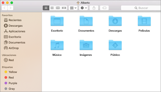 Ejemplo de ventana Inicio en un Mac