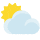 Emoticono de sol detrás de la nube