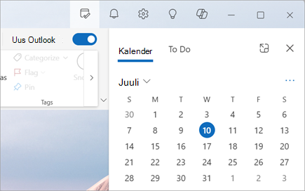 Kui valite Suvandi Minu päev (teatised kõrval), saate valida, kas kuvada vahekaardid Kalender või Ülesanne.