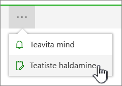 SharePoint Online nupu „Halda teatisi” esiletõstuga