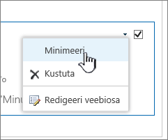 Klõpsake sätete noolenuppu ja seejärel käsku Minimeeri