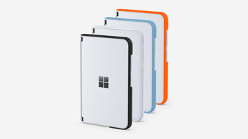 Surface Duo 2 koos 4 erinevat värvi kaitserauaga
