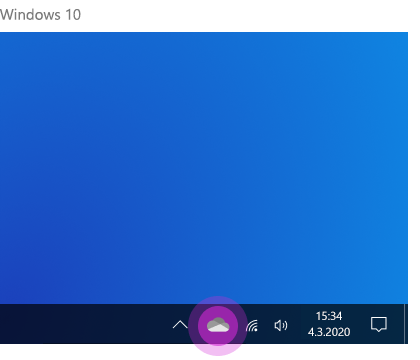 OneDrive asukoht on Windows 10 tegumiribal.