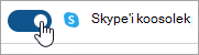 Kuvatõmmis, mis näitab Skype'i koosoleku seadmise tumblerlülitit