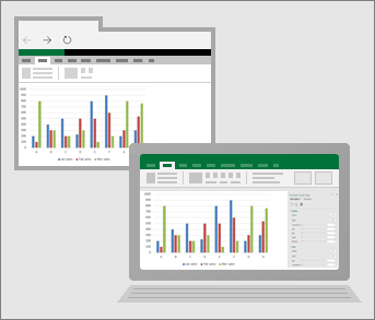 Veebibrauseris veebirakenduse Excel ja Exceli töölauarakendus