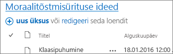 Loendi veebiosa, kus nool osutab pealkirjalingile.