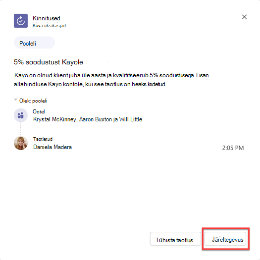 Microsoft Teamsi kinnitamise üksikasjad