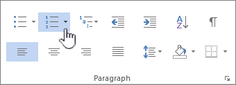 World paragraph ribbon with bullets highlighted