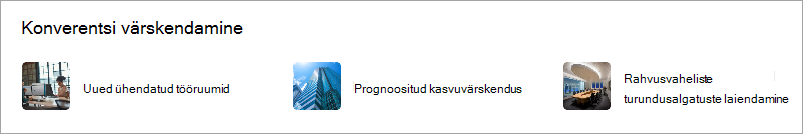 Kiirlinkide veebiosa, kus on kuvatud linkide pisipildid.