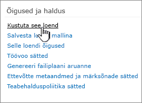 Kustutage see list jaotises „Õigused ja haldus“