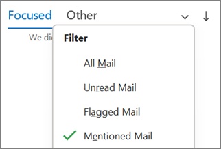 Mainitud meilisõnumite filtreerimine Outlooki Windowsi versioonis